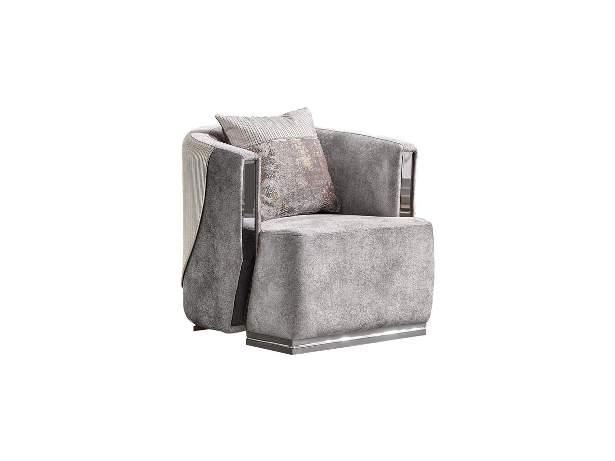 Munich 3-pieces (Sofa & Loveseat & Chair) Livingroom Set in Grey by Furnia at Eve Furniture