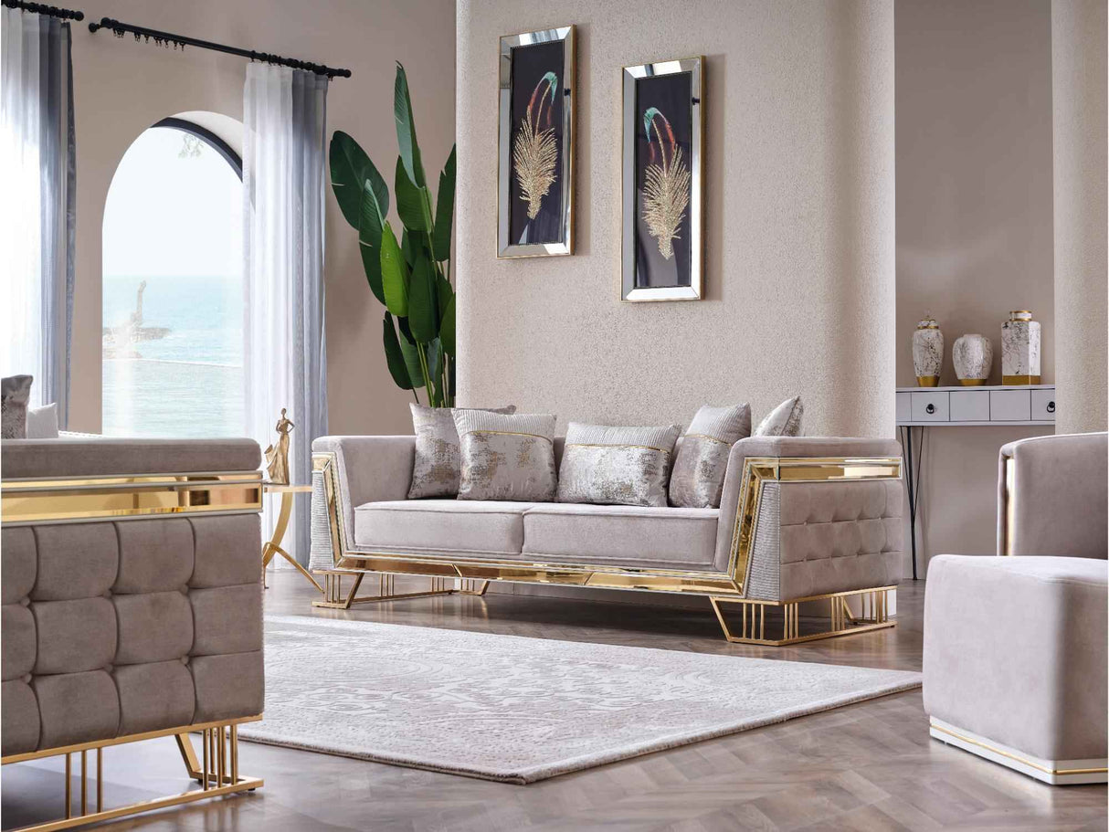 Munich Cream Stationary Sofa by Furnia at Eve Furniture