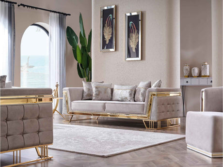 Munich Cream Stationary Sofa by Furnia at Eve Furniture