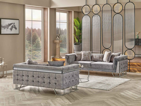 Munich Grey 3-pieces (Sofa & Loveseat & Chair) Living Room Set by Furnia at Eve Furniture