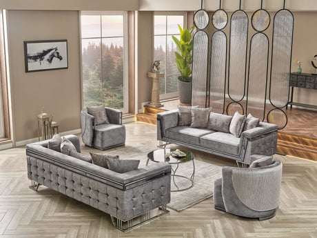 Munich Grey 3-pieces (Sofa & Loveseat & Chair) Living Room Set by Furnia at Eve Furniture