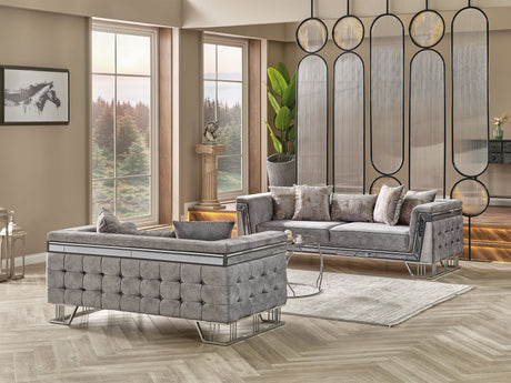 Munich Grey Stationary Loveseat by Furnia at Eve Furniture