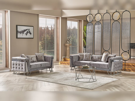 Munich Grey Stationary Loveseat by Furnia at Eve Furniture