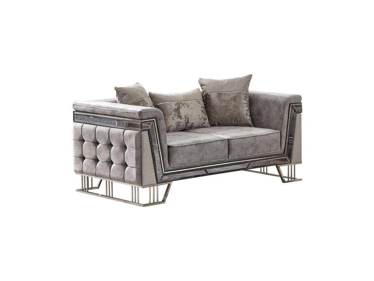 Munich Stationary Loveseat Grey by Furnia at Eve Furniture