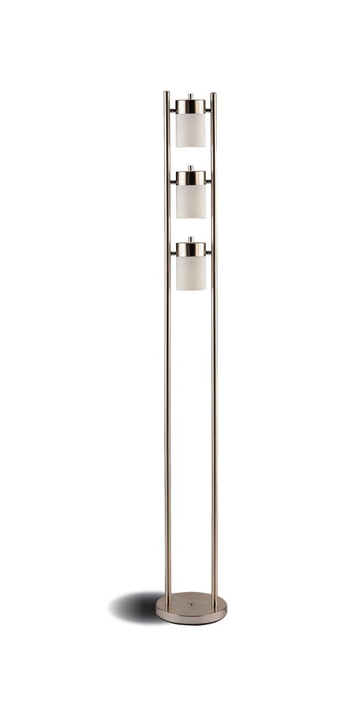 Munson Floor Lamp with 3 Swivel Lights Brushed Silver