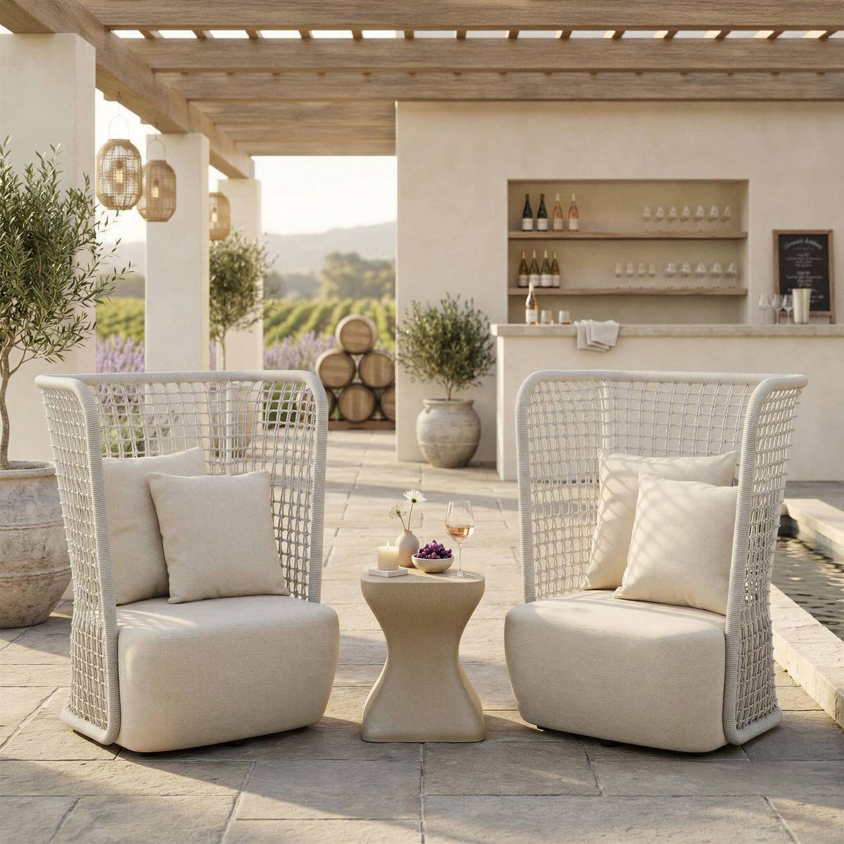 Mura Taupe Outdoor Side Table by Zuomod at Eve Furniture