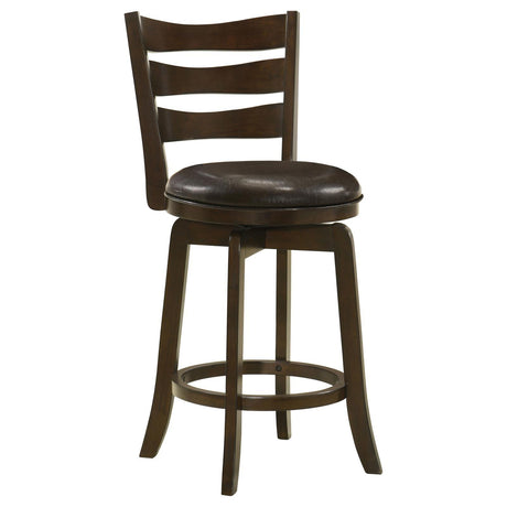 Murphy Dark Cherry and Brown Ladder Back Counter Height Swivel Bar Stool by Coaster at Eve Furniture