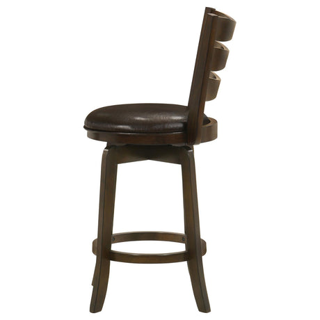 Murphy Dark Cherry and Brown Ladder Back Counter Height Swivel Bar Stool by Coaster at Eve Furniture