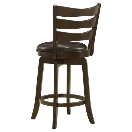 Murphy Dark Cherry and Brown Ladder Back Counter Height Swivel Bar Stool by Coaster at Eve Furniture