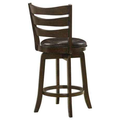 Murphy Dark Cherry and Brown Ladder Back Counter Height Swivel Bar Stool by Coaster at Eve Furniture