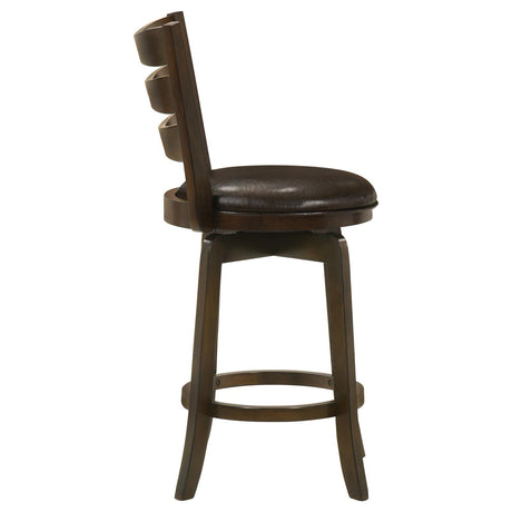 Murphy Dark Cherry and Brown Ladder Back Counter Height Swivel Bar Stool by Coaster at Eve Furniture