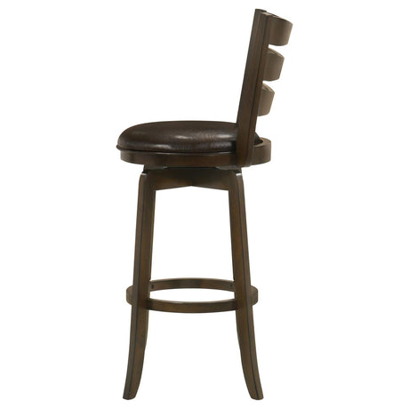 Murphy Dark Cherry and Brown Ladder Back Pub Height Swivel Bar Stool by Coaster at Eve Furniture