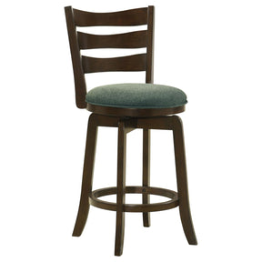 Murphy Dark Cherry and Hunter Green Ladder Back Counter Height Swivel Bar Stool by Coaster at Eve Furniture