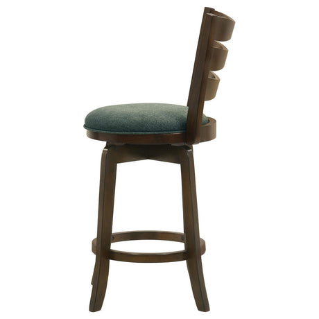 Murphy Dark Cherry and Hunter Green Ladder Back Counter Height Swivel Bar Stool by Coaster at Eve Furniture