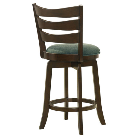 Murphy Dark Cherry and Hunter Green Ladder Back Counter Height Swivel Bar Stool by Coaster at Eve Furniture