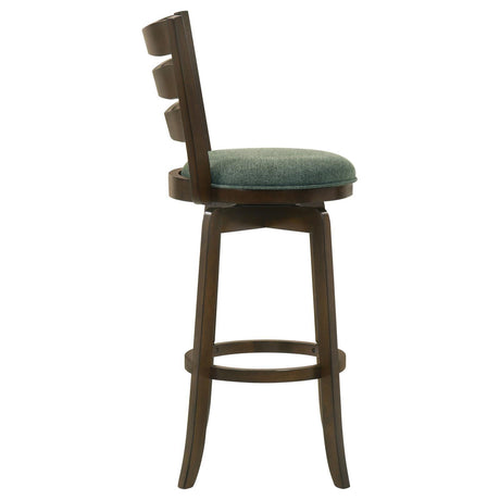Murphy Dark Cherry and Hunter Green Ladder Back Pub Height Swivel Bar Stool by Coaster at Eve Furniture