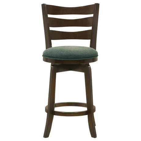 Murphy Dark Cherry and Hunter Green Ladder Back Counter Height Swivel Bar Stool by Coaster at Eve Furniture