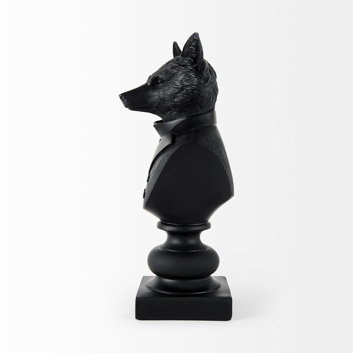 Murray 6.0L x 4.5W x 13.0H Black Painted Resin Fox in a Suit Bust by Mercana at Eve Furniture