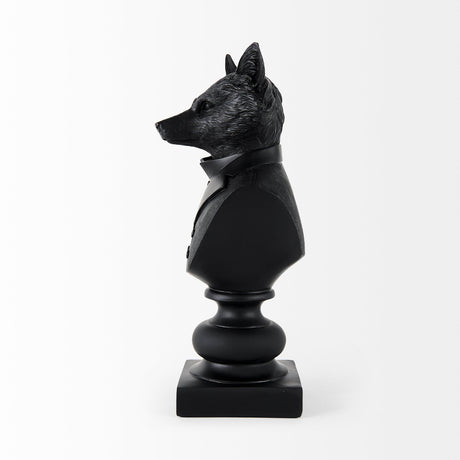 Murray Black Painted Resin Fox in a Suit Bust by Mercana at Eve Furniture