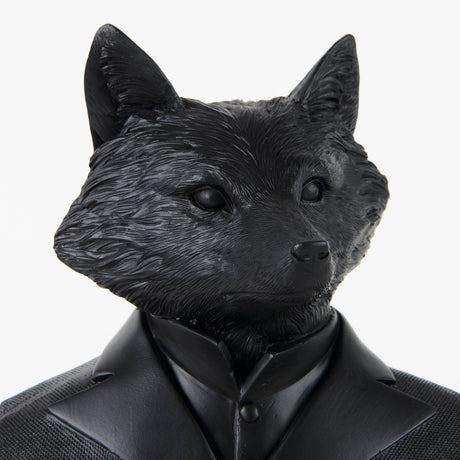 Murray Black Painted Resin Fox in a Suit Bust by Mercana at Eve Furniture