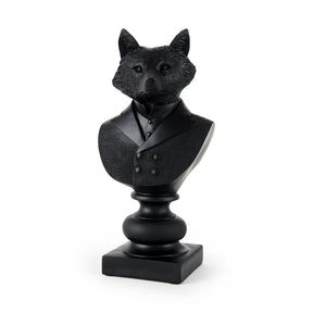 Murray Black Painted Resin Fox in a Suit Bust by Mercana at Eve Furniture