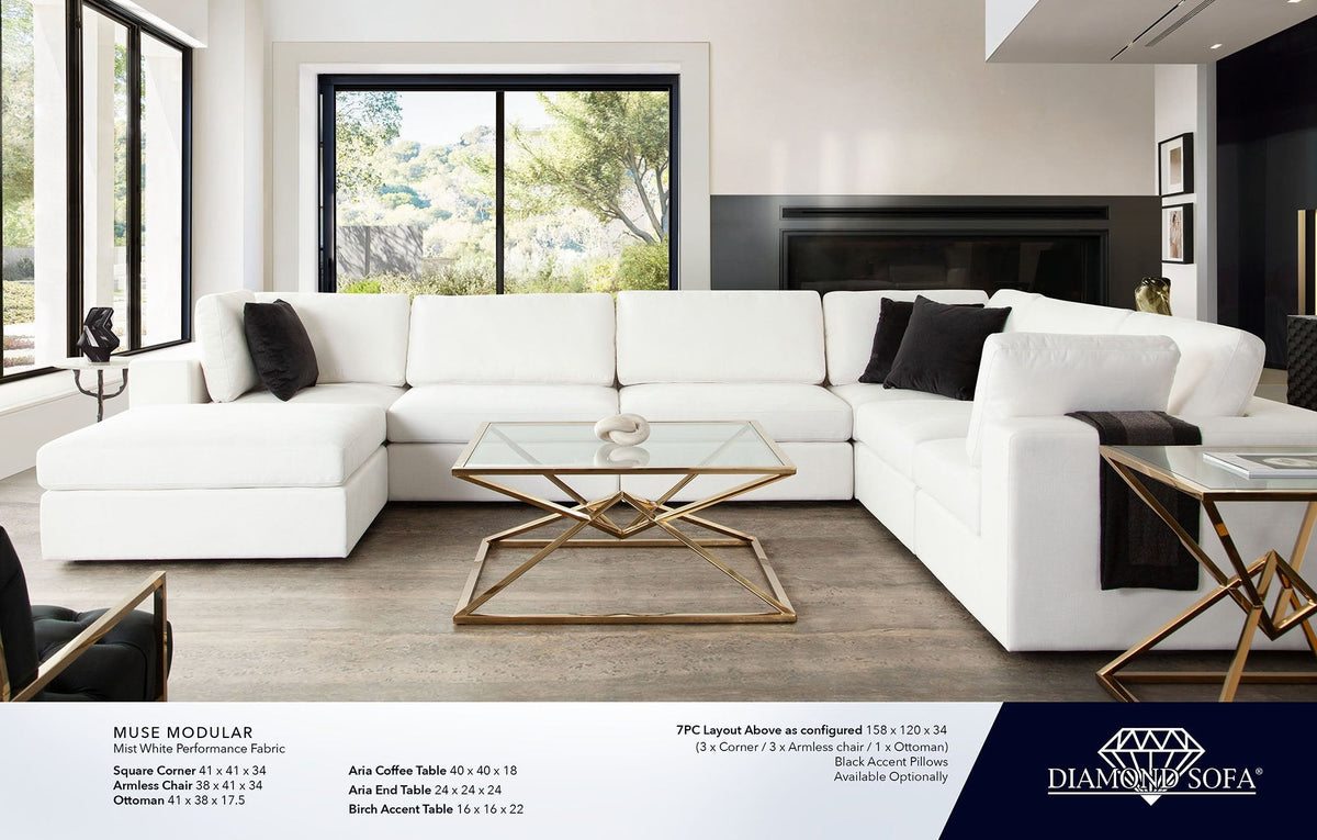 Muse White Performance Fabric Reversible 4-Pc Sectional by Diamond Sofa at Eve Furniture