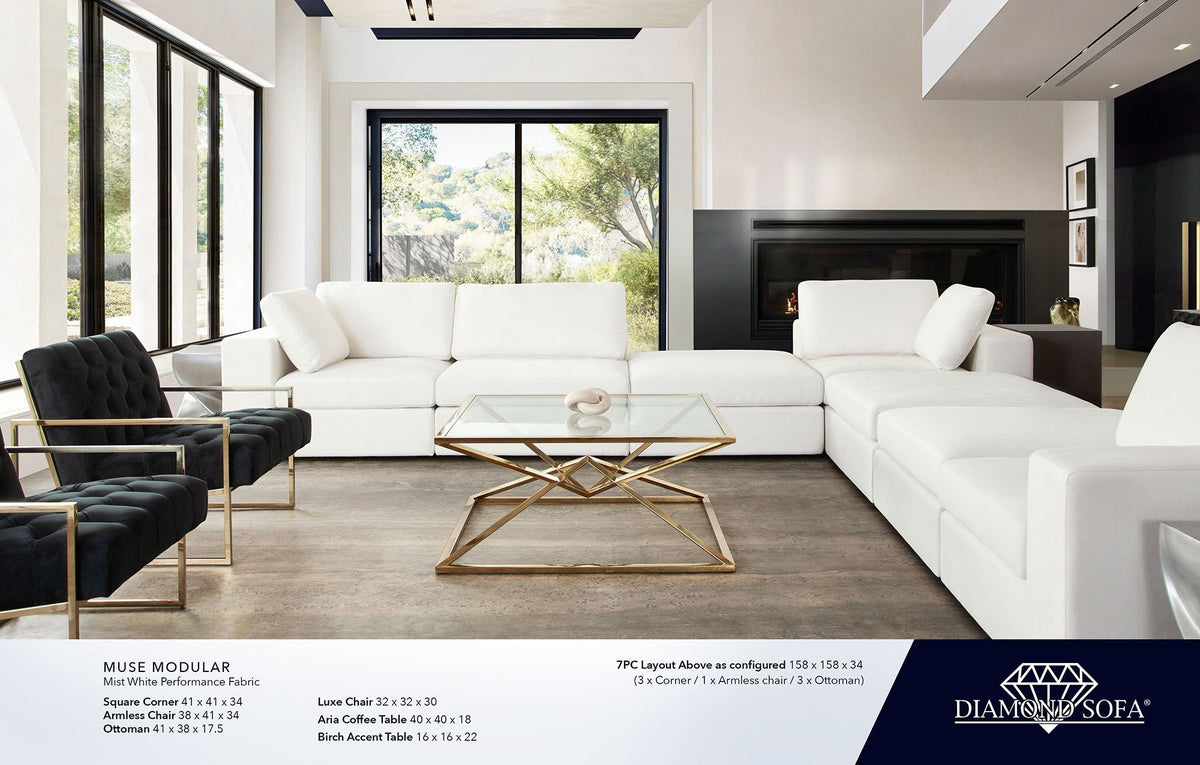 Muse White Performance Fabric Reversible 4-Pc Sectional by Diamond Sofa at Eve Furniture