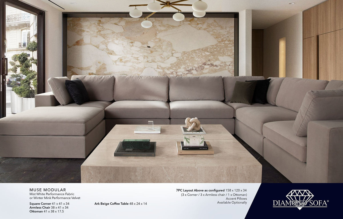 Muse Winter Mink Performance Fabric Reversible 4-Pc Sectional by Diamond Sofa at Eve Furniture