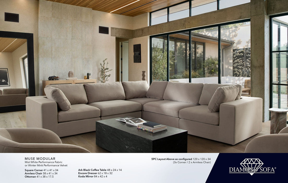 Muse Winter Mink Performance Fabric Reversible 4-Pc Sectional by Diamond Sofa at Eve Furniture