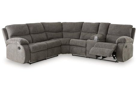 Museum Pewter 2-Piece Reclining RAF Sectional by Ashley at Eve Furniture
