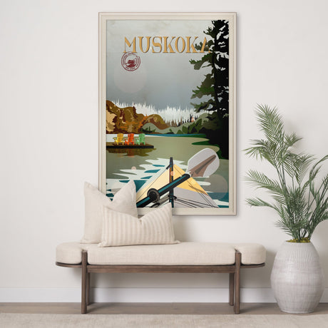 Muskoka Go Canada (XL) by Mercana Studio a Hand Embellished Decograph Framed Art Print under Glass by Mercana at Eve Furniture