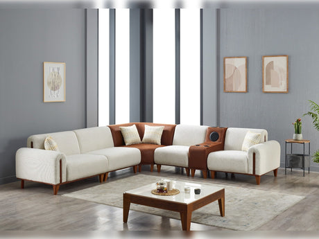 Mustang Modular Sectional Sofa Cream by Furnia at Eve Furniture