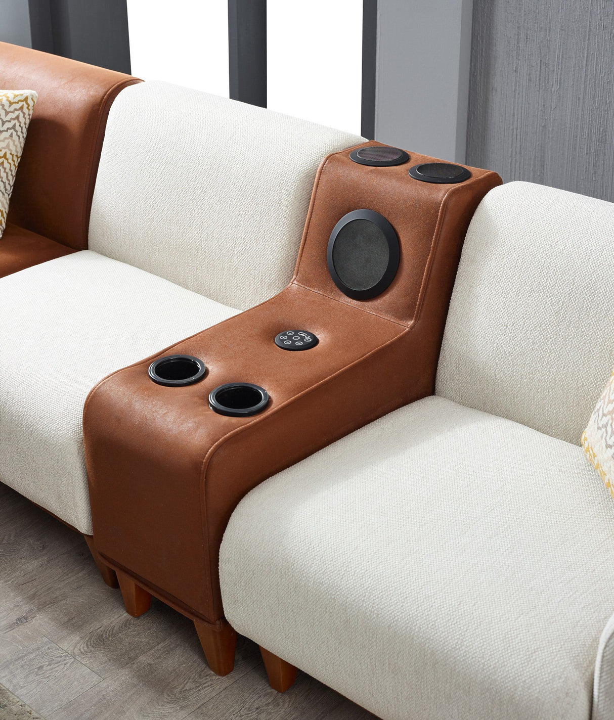 Mustang Modular Sectional Sofa Cream by Furnia at Eve Furniture