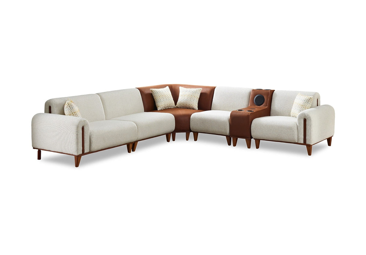 Mustang Modular Sectional Sofa Cream by Furnia at Eve Furniture