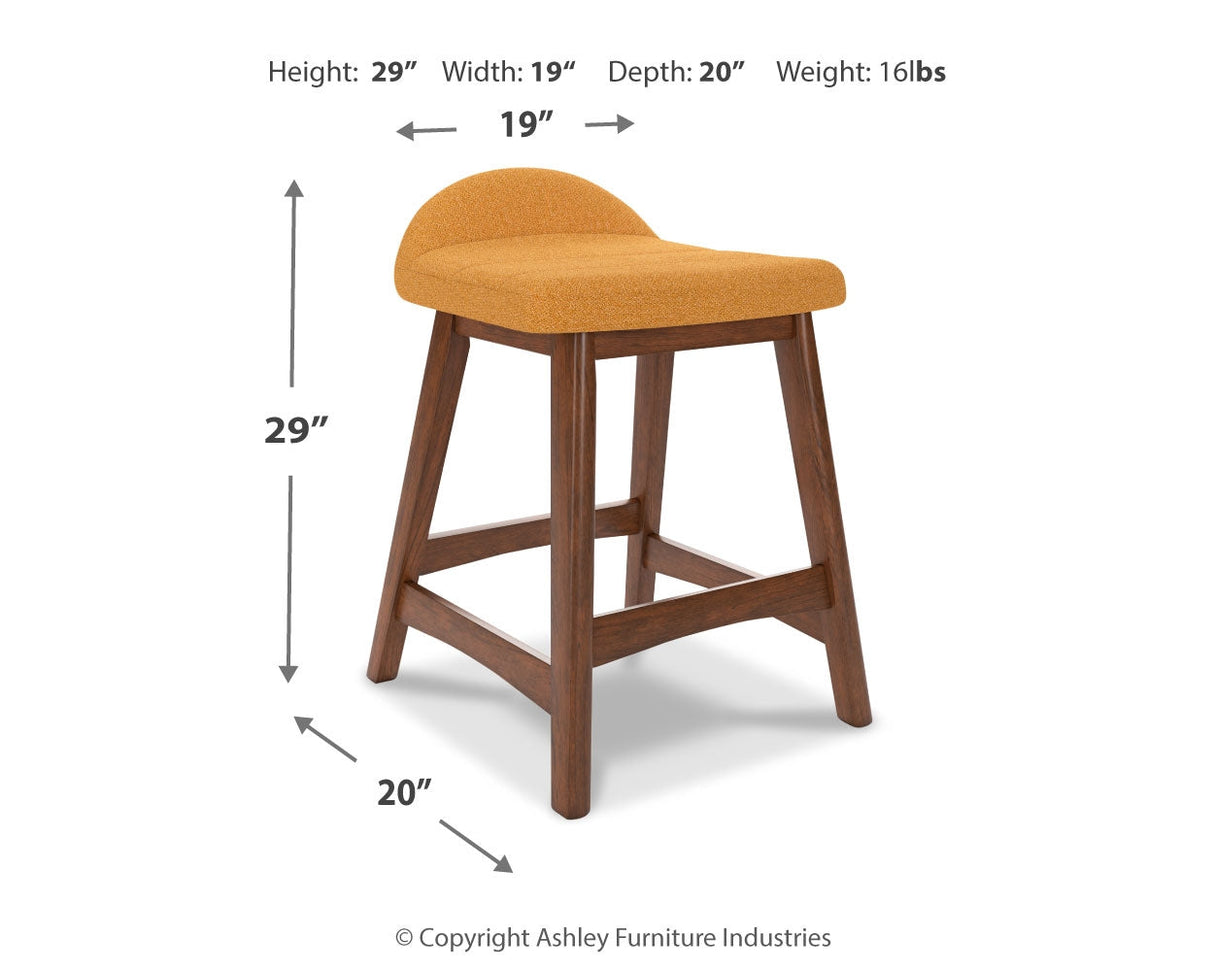 Lyncott Counter Height Dining Table and 4 Barstools in Mustard/Brown