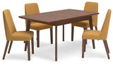 Lyncott Dining Table and 4 Chairs in Mustard/Brown