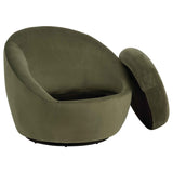 Myernick Olive Velvet Upholstered Swivel Accent Chair by Coaster at Eve Furniture