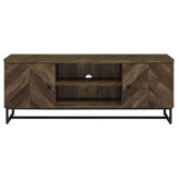 Myles 2-Door TV Console with Adjustable Shelves Rustic Oak Herringbone