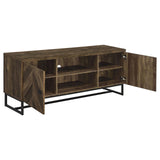 Myles Rustic Oak Herringbone 2-Door TV Console with Adjustable Shelves Rustic Oak Herringbone by Coaster at Eve Furniture