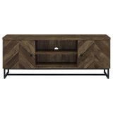 Myles Rustic Oak Herringbone 2-Door TV Console with Adjustable Shelves Rustic Oak Herringbone by Coaster at Eve Furniture