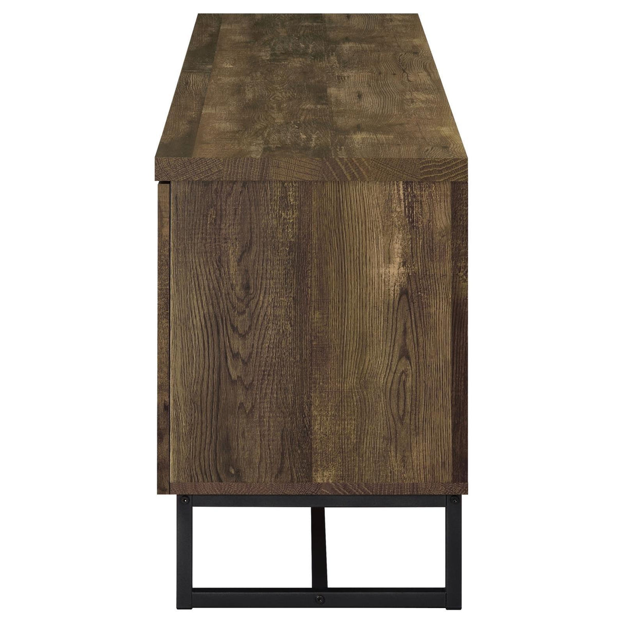 Myles Rustic Oak Herringbone 2-Door TV Console with Adjustable Shelves Rustic Oak Herringbone by Coaster at Eve Furniture