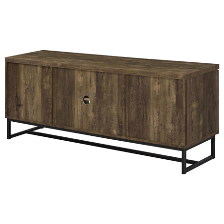 Myles Rustic Oak Herringbone 2-Door TV Console with Adjustable Shelves Rustic Oak Herringbone by Coaster at Eve Furniture