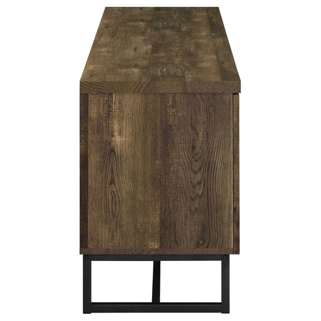Myles Rustic Oak Herringbone 2-Door TV Console with Adjustable Shelves Rustic Oak Herringbone by Coaster at Eve Furniture