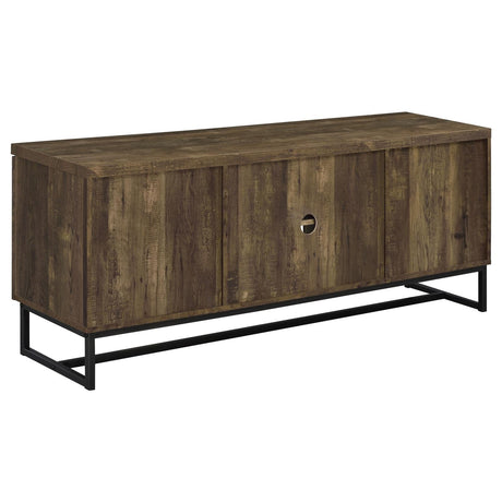 Myles Rustic Oak Herringbone 2-Door TV Console with Adjustable Shelves Rustic Oak Herringbone by Coaster at Eve Furniture
