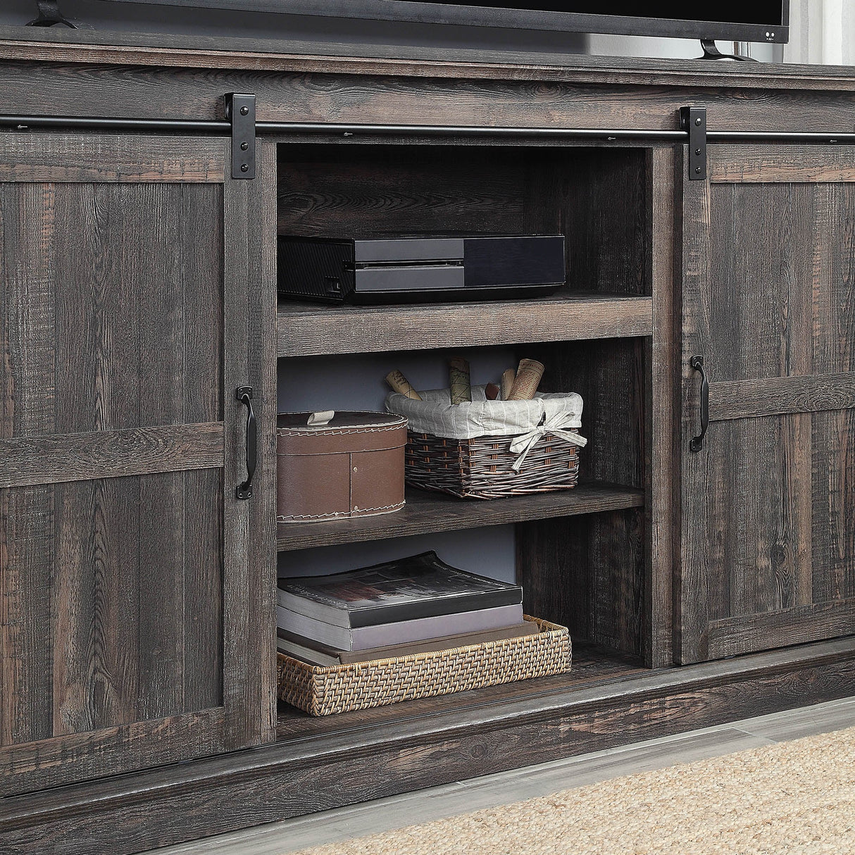 Myrtle 60" TV Stand in Heavy Brown by Manhattan Comfort at Eve Furniture