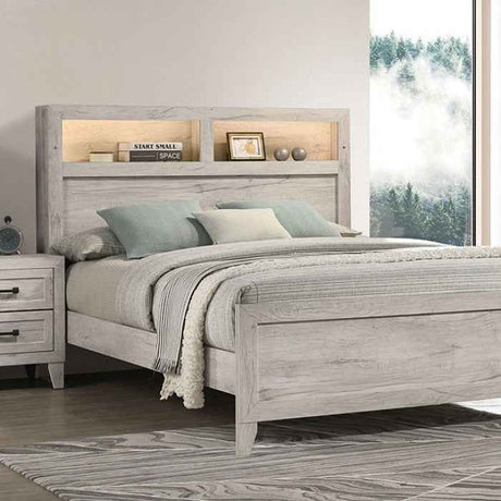 Mysen White Wash 4-Piece Queen Bedroom Set by Furniture of America at Eve Furniture
