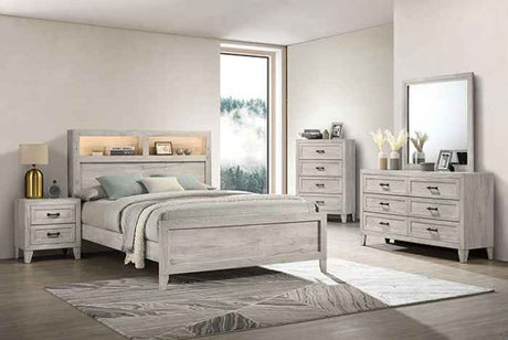 Mysen White Wash 4-Piece Queen Bedroom Set by Furniture of America at Eve Furniture