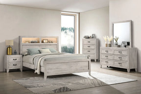 Mysen White Wash King Bed by Furniture of America at Eve Furniture