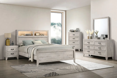 Mysen White Wash King Bed by Furniture of America at Eve Furniture