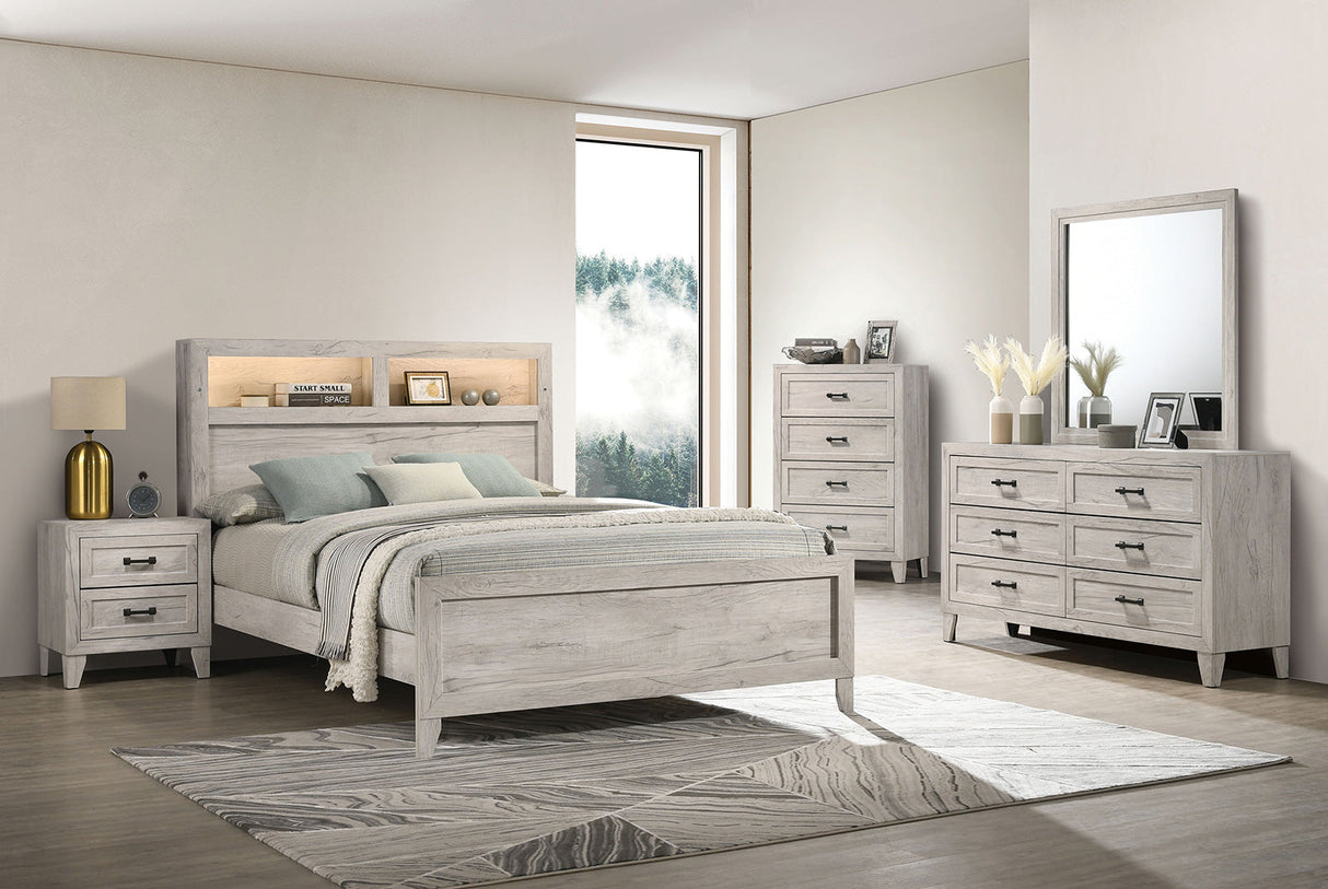 Mysen White Wash Queen Bed by Furniture of America at Eve Furniture